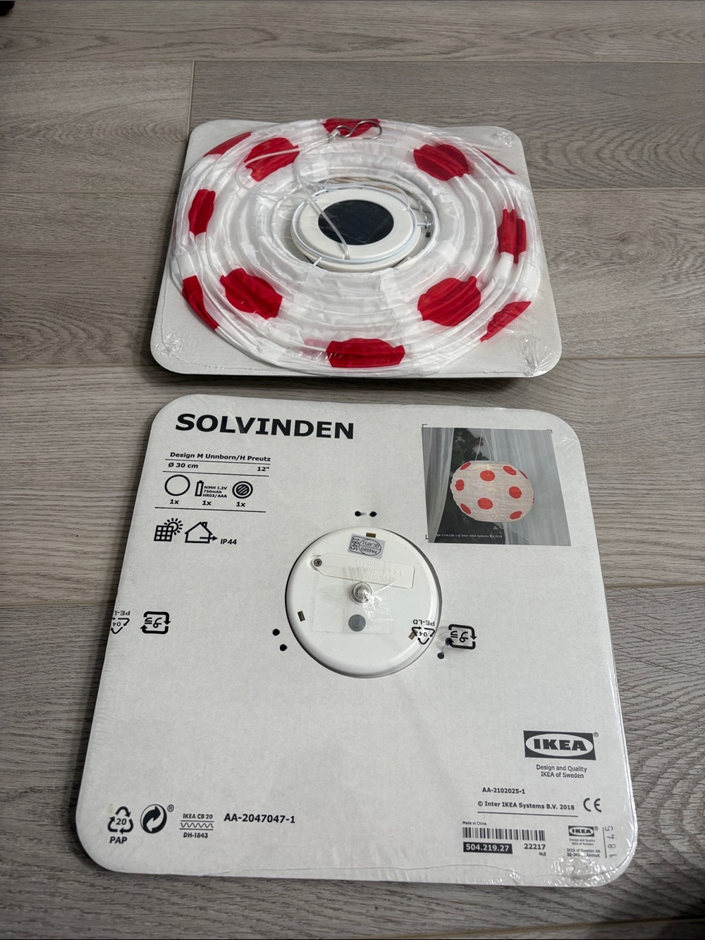 IKEA SOLVINDEN White Paper Lantern with Red Polka Dots lot 2